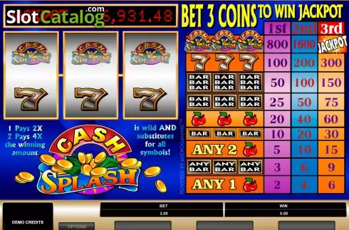 Скрин2. Cash Splash 3 Reel слот