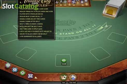 Скрин2. Atlantic City Blackjack Gold слот