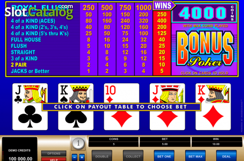 Скрин2. Bonus Poker (Microgaming) слот