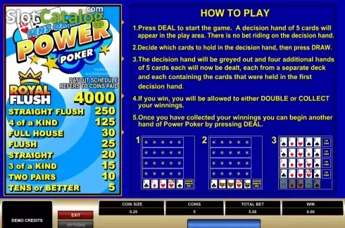 Скрин2. Tens or Better Power Poker (Games Global) слот