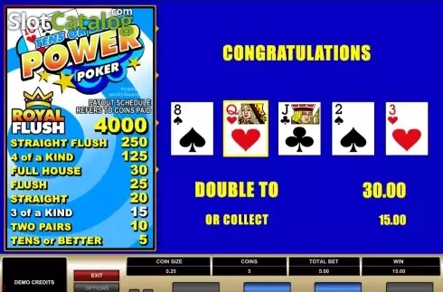 Скрин5. Tens or Better Power Poker (Games Global) слот