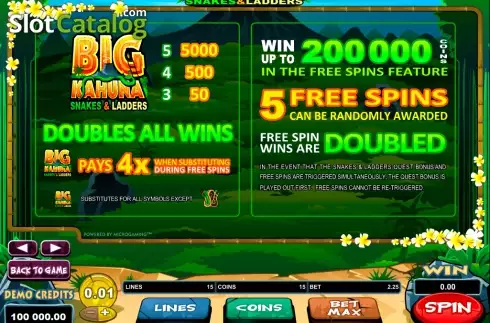 Скрин2. Big Kahuna - Snakes & Ladders слот