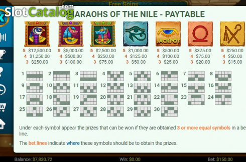 Скрин5. Pharaons of the Nile слот