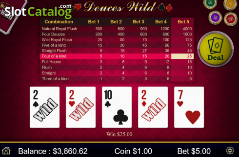 Скрин3. Deuces Wild (Mobilots) слот