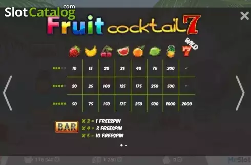 Скрин2. Fruit Cocktail 7 слот