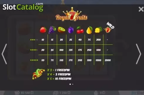 Скрин2. Royal 7 Fruits слот