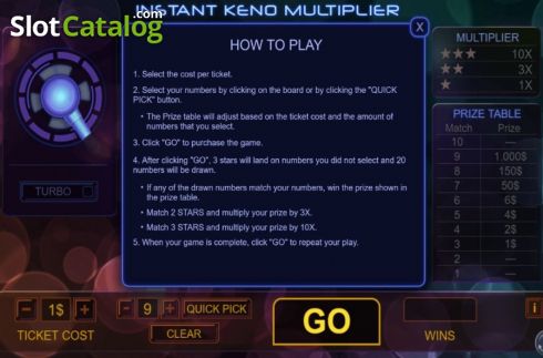 Скрин6. Instant Keno Multiplier слот