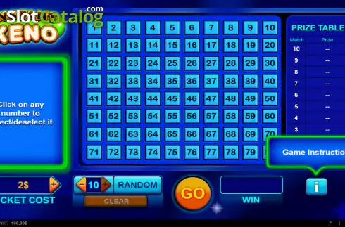 Скрин2. Instant Keno (NeoGames) слот
