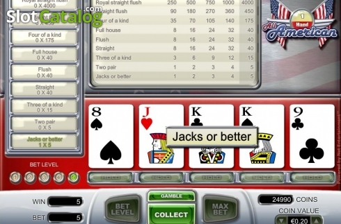 Скрин3. All American 1 Hand Poker (NetEnt) слот