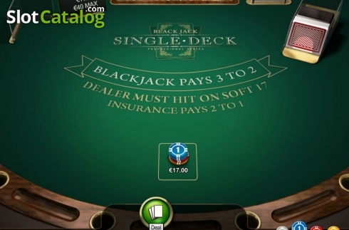 Скрин2. Single Deck Blackjack Professional Series слот
