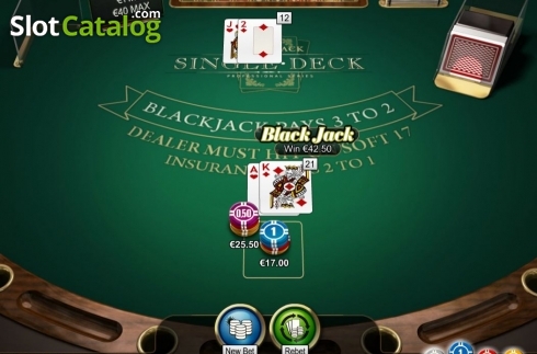 Скрин3. Single Deck Blackjack Professional Series слот