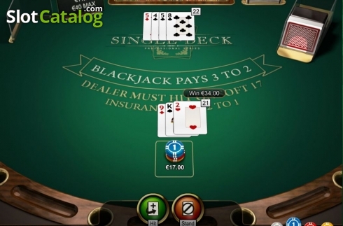 Скрин5. Single Deck Blackjack Professional Series слот