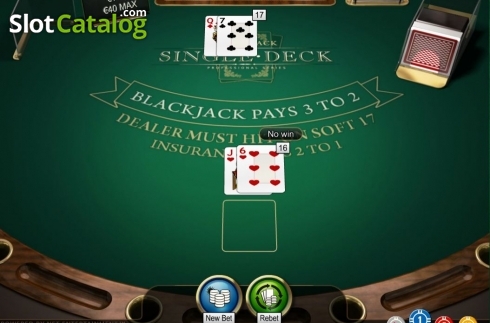 Скрин6. Single Deck Blackjack Professional Series слот
