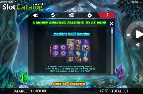 Скрин6. Merlin's Money Burst слот