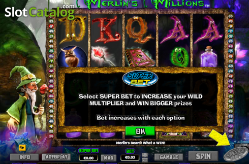 Скрин2. Merlin's Millions Superbet слот