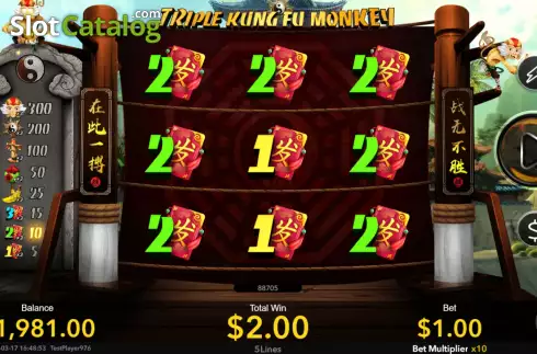 Скрин3. Triple Kung Fu Monkey слот