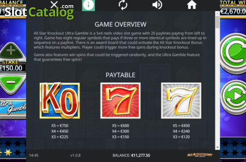 Скрин9. All Star Knockout Ultra Gamble (Ол Стар Нокаут) слот