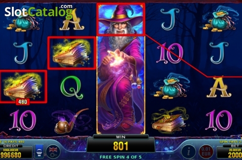 Скрин2. Merlin and his Magical Creatures слот