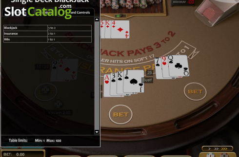 Скрин6. Single Deck Blackjack (Nucleus Gaming) слот