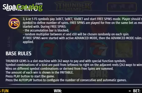 Скрин9. Thunder Gems слот