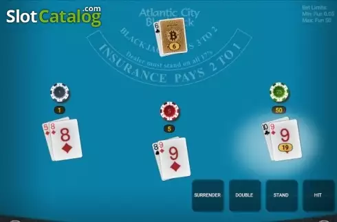 Скрин2. Satoshi Atlantic City Blackjack слот