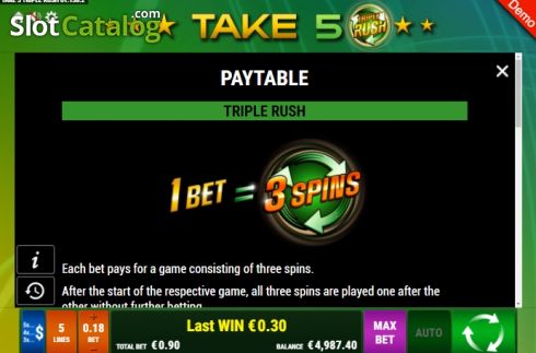 Скрин6. Take 5 Triple Rush слот