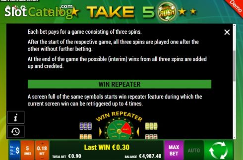 Скрин7. Take 5 Triple Rush слот