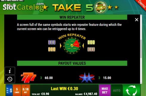 Скрин8. Take 5 Triple Rush слот