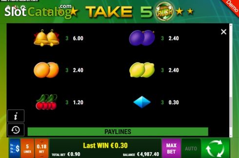 Скрин9. Take 5 Triple Rush слот