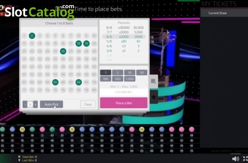 Скрин2. Keno Live Casino (Ezugi) слот