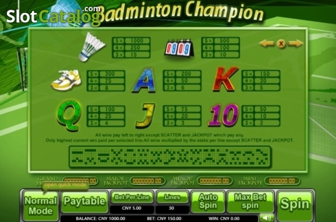 Скрин4. Badminton Champion слот