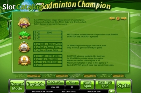 Скрин5. Badminton Champion слот