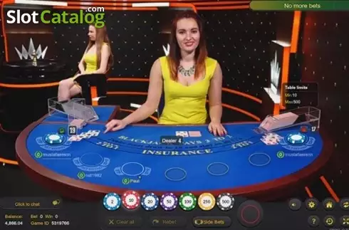 Скрин2. Blackjack (Ezugi) слот