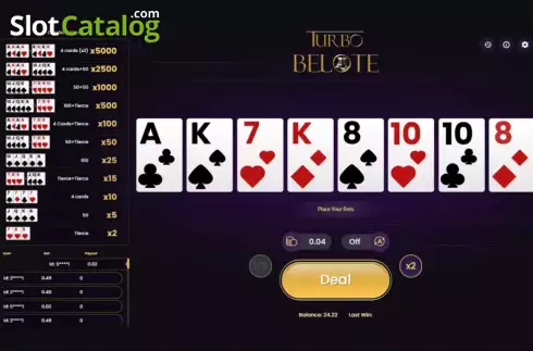 Скрин3. Turbo Belote слот