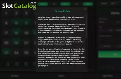 Скрин5. Keno (Pascal Gaming) слот