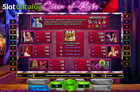 Скрин3. Queen of Clubs слот