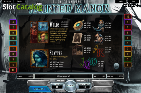 Скрин3. Lady Germaines Haunted Manor слот