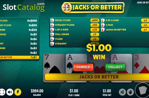 Скрин3. Jacks or Better (Platipus) слот