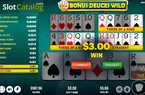 Скрин3. Bonus Deuces Wild (Platipus) слот