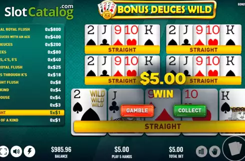 Скрин4. Bonus Deuces Wild (Platipus) слот