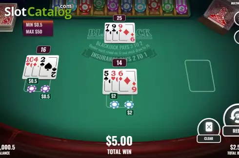 Скрин3. Multihand Blackjack (Platipus) слот