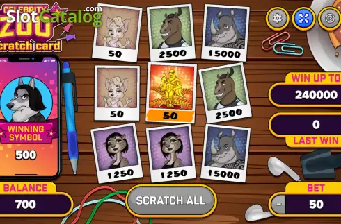 Скрин3. Celebrity Zoo Scratch Card слот