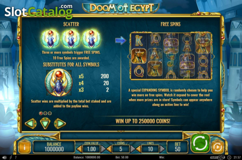 Скрин9. Doom of Egypt слот