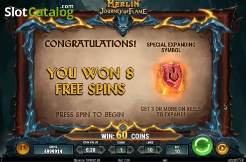 Скрин7. Merlin: Journey of Flame слот