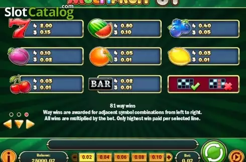 Скрин9. MultiFruit 81 слот