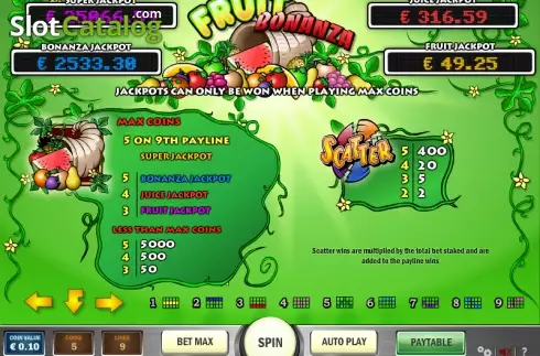 Скрин5. Fruit Bonanza слот