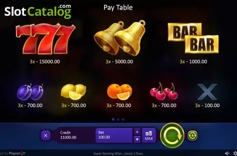 Скрин6. Super Burning Wins: classic 5 lines слот