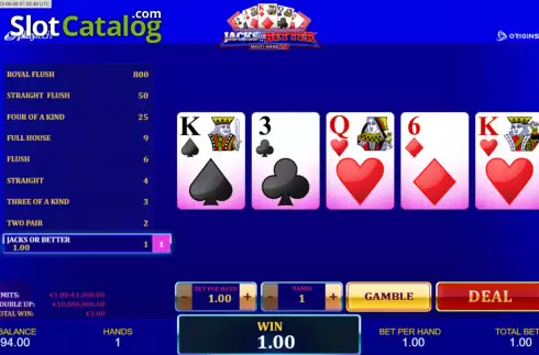 Скрин2. Jacks or Better Multi-Hand 25 слот