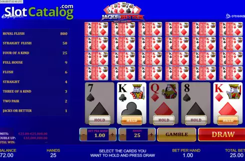 Скрин3. Jacks or Better Multi-Hand 25 слот