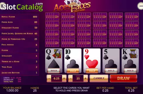 Скрин3. Aces And Faces Multi-Hand слот
